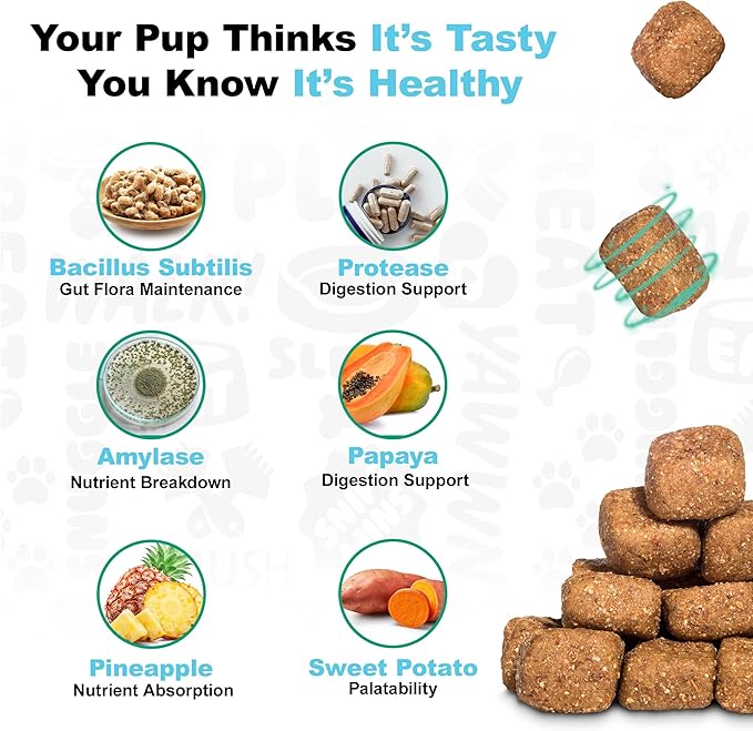 Doggie Dailies Puppy Probiotic, Probiotics for Puppies with Digestive Enzymes, Promotes Digestive Health, Supports Immune System & Overall Development (Pumpkin) 120 Soft Chews-PurrikoPets