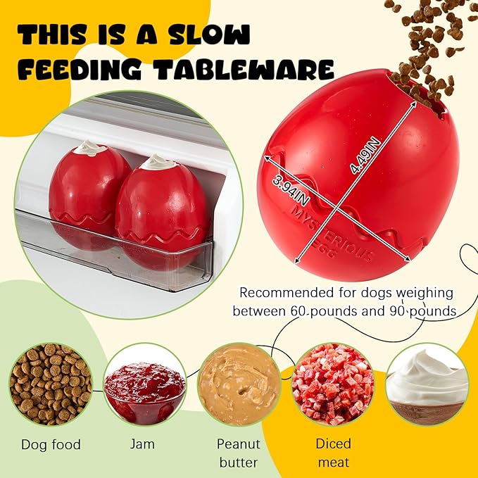 Aliceset 2 Pack Durable Freezable Dog Chew Toys for Aggressive Chewers Interactive Treat Dispensing Puzzle Toy for Large & XL Dogs Keeps Cool & Busy (Red)-PurrikoPets