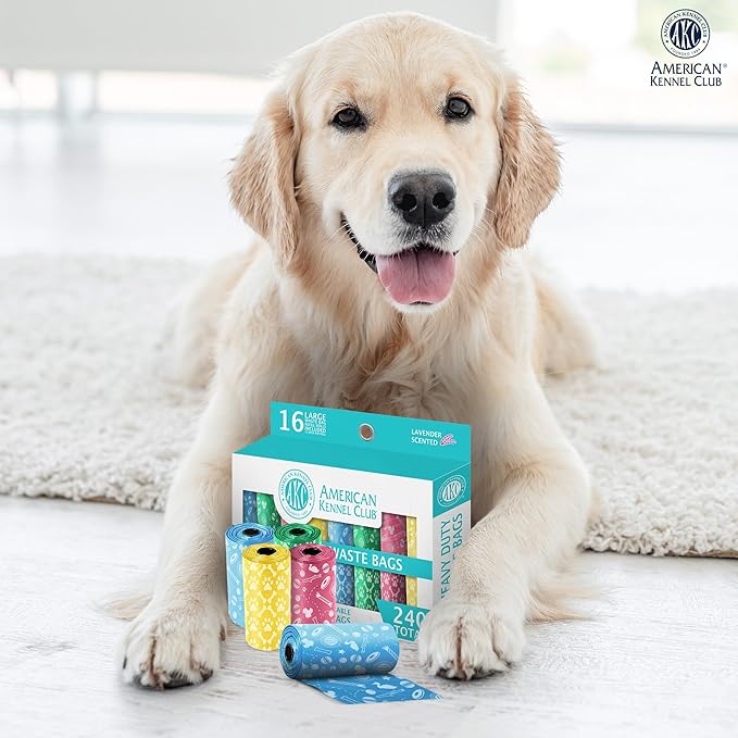 AKC Dog Poop Bags - Leak Proof Pet Waste Bags - 16 Refill Rolls - Lavender Scent - 240 Count (Toy Print)-PurrikoPets