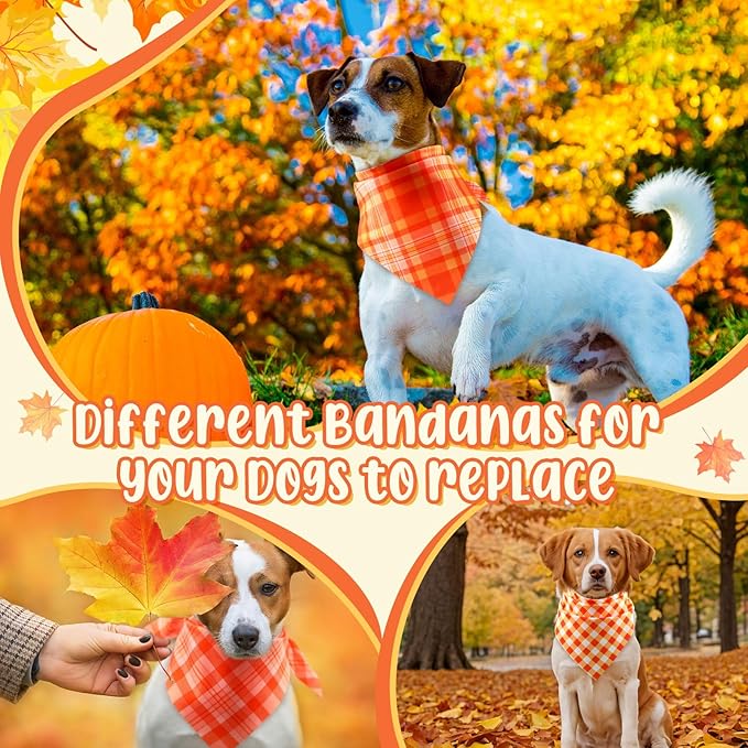 Abbylike 50 Pcs Fall Plaid Dog Bandanas Bulk Autumn Bandanas for Dogs Triangle Kerchief Bibs Scarf for Small Medium Large Pets Thanksgiving Costume Accessories, 25 Styles (25.6 x 17.7 x 17.7 Inch)-PurrikoPets