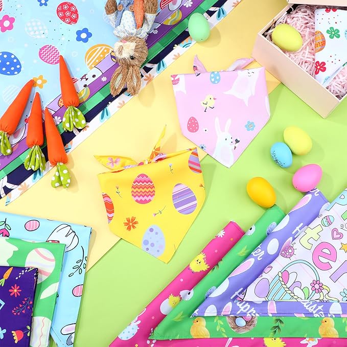 100 Pcs Dog Bandanas Bulk Pet Bibs Colorful Triangle Scarf Pet Bandanas for Medium Large Dogs Spring Summer Birthday Costume Decoration (Easter)-PurrikoPets
