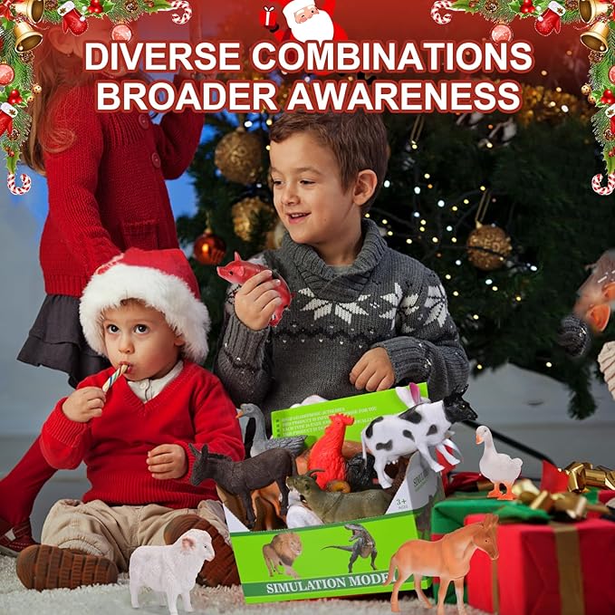 12 Pack Large Farm Animals Toys for Kids 3-5 Year Old Toddlers 1-3 Realistic Plastic Farm Animal Figures Playset Animal Poultry for Learning-PurrikoPets