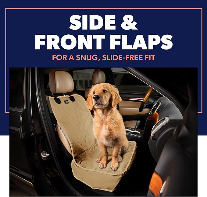 Active Pets Dog Car Seat Cover, Waterproof Front Seat Protector for SUV Truck Sedan, Pet Safety Travel Comfort System with Universal Fit, Beige-PurrikoPets