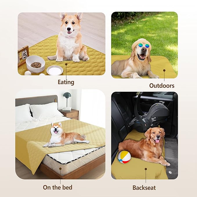 gogobunny 100% Double-Sided Waterproof Dog Bed Cover Pet Blanket Sofa Couch Furniture Protector for Puppy Large Dog Cat, Reversible (40x50 Inch (Pack of 1), Dark Yellow/Light Yellow)-PurrikoPets