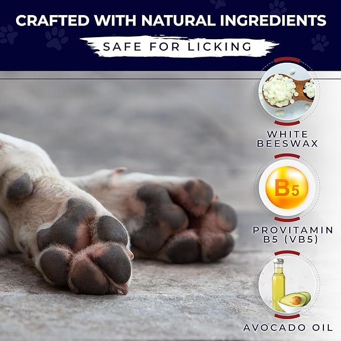 Dog Paw Pad Balm - 3-in-1 Lick Safe Soother & Moisturizer& Lotion for Dog Paws Nose, Elbow, Snout - Natural, Quick-Drying, Non-Sticky - All-Weather Cat Paw Balm Cream- 3.5 Oz/100Gram-PurrikoPets