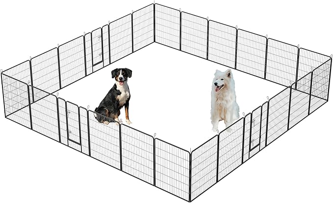 Dog Playpen, Outdoor Dog Fence, 24 Panels, 40" H Dog Pen for Medium/Small Dogs, Heavy Duty Metal Pet Fence with Gate, Portable Dog Fence for RV Camping and Yard (Black)-PurrikoPets