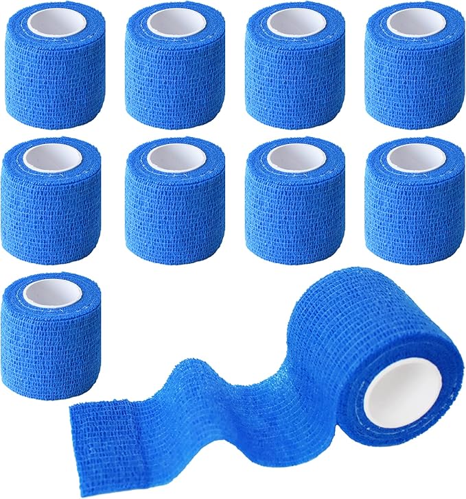 9 Pack 2" x 5 Yards Self Adhesive Bandage Wrap Self Stick Wrap for Ankle, Wrist, Finger, Sports, Breathable Cohesive Vet Tape for Pets (Dark Blue)-PurrikoPets