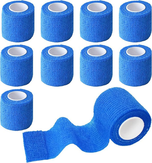 9 Pack 2" x 5 Yards Self Adhesive Bandage Wrap Self Stick Wrap for Ankle, Wrist, Finger, Sports, Breathable Cohesive Vet Tape for Pets (Dark Blue)-PurrikoPets