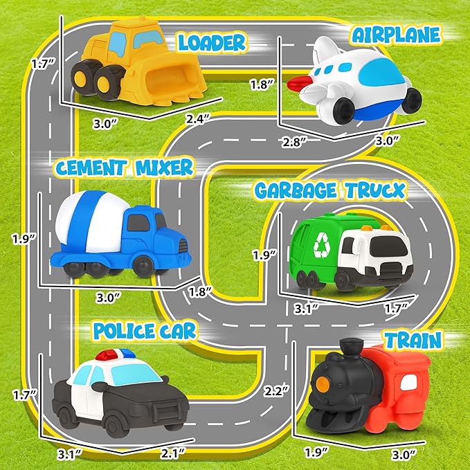 6 PCS Vehicle Floating Bath Toys Mold Free Infant Bath Tub Toys for 12 Months - No Hole Bathtub Toys for Toddlers 1-3 Water Pool Toys for Baby Toddler Ages 1+-PurrikoPets