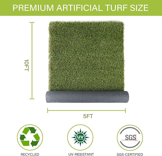 Dog Grass Pads 5 x 10 FT in Artificial Grass Pee Pads for Dogs Potty Fake Grass Rug Turf Mat for Dogs Training Indoor Outdoor Garden Lawn Artificial Grass Rug-PurrikoPets
