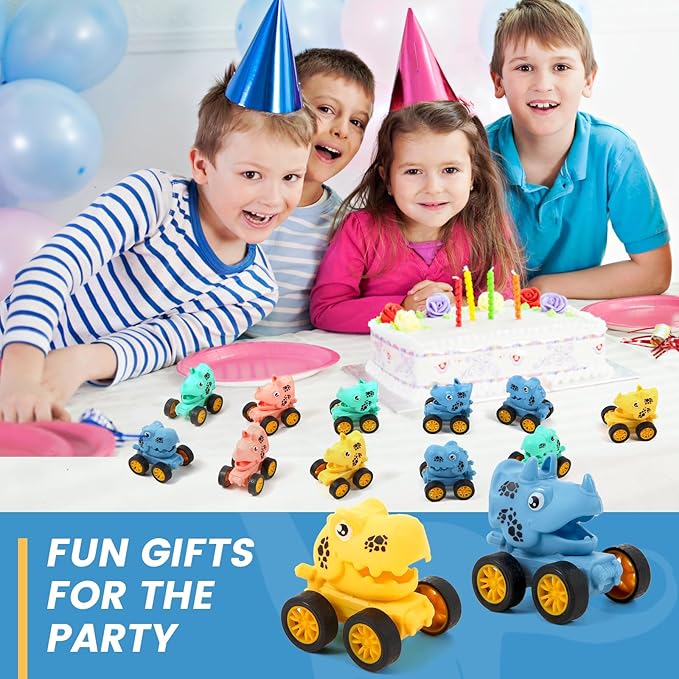 18Pcs Dinosaur Pull Back Cars Set for Kids Toddlers, Bulk Mini Racing Vehicles Toys Party Favors, Pinata Fillers, Goodie Bag Stuffers, Classroom Prizes for Boys Girls-PurrikoPets