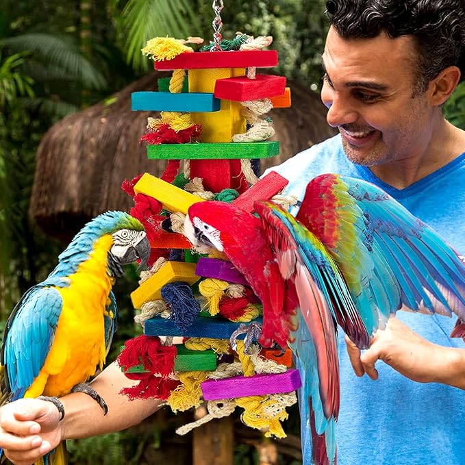 Extra Large Bird Parrot Toys for Macaws, African Grey, Amazon Parrots Bird Gifts-PurrikoPets