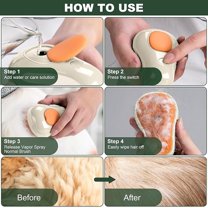 3 In 1 Pet Brush for Shedding, Portable Hair Removal Tool for Cats and Dogs, Deshedding Grooming Brush for Indoor Pets-PurrikoPets