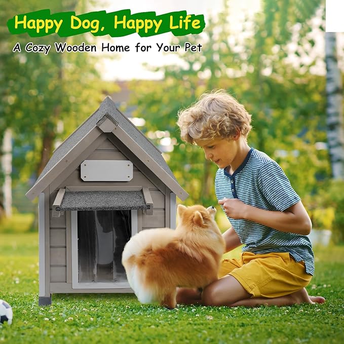 Dog House Outdoor Indoor Waterproof for Small Dog with Anti-Chewing Iron Frame, Raised Feet, Weatherproof Doghouse Kennel Puppy Shelter with Removable Floors(18" L*28.5" W*24" H)-PurrikoPets