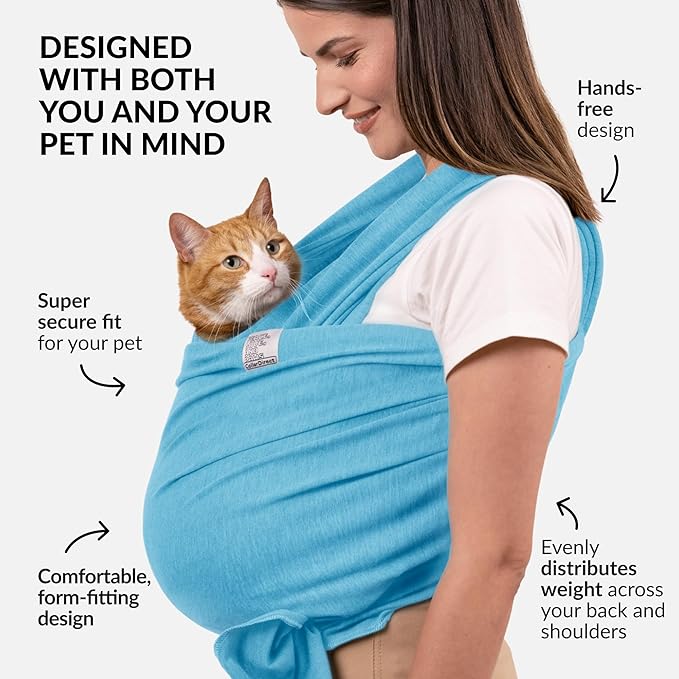 Dog Sling Carrier for Small Dogs - Anti-Anxiety Cat Sling, Puppy Pouch - Pet Sling in Gray Black Blue Green Pink Yellow (Blue, Standard)-PurrikoPets