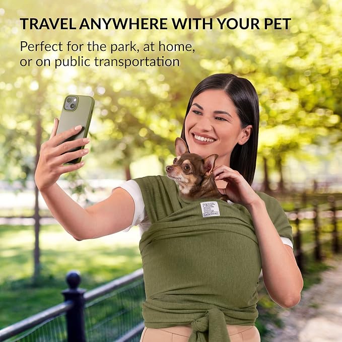 Dog Sling Carrier for Small Dogs - Anti-Anxiety Cat Sling, Puppy Pouch - Pet Sling in Gray Black Blue Green Pink Yellow (Green, Standard)-PurrikoPets