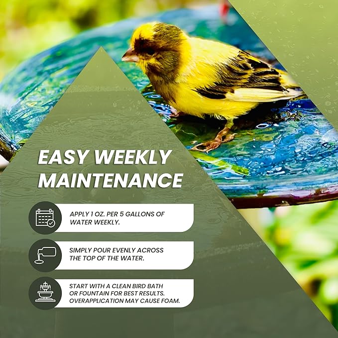 16oz Bird Bath Cleaner, Cleans 80 Gallons of Water, Ideal Fountain Cleaner Safe for Birds, Bird Bath Fountains Clarifier, Liquid Birdbath and Fountain Maintenance, Promotes Clean & Clear Water-PurrikoPets