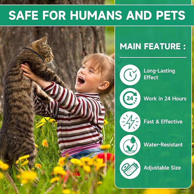 4 Pack Flea Collar for Cats, Cat Flea and Tick Treatment, 8 Months Protection Flea and Tick Prevention for Cats, Waterproof Cat Flea Collar, Adjustable Cat Flea and Tick Collar for Cats Kittens, Black-PurrikoPets