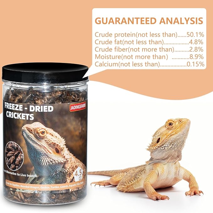 Freeze Dried Crickets – 4.5 Oz High Protein Freeze Dried Crickets, Food for Reptiles, Bearded Dragons, Lizards, Geckos, Birds, Fish,Hedgehogs, Bearded Dragon Food-PurrikoPets