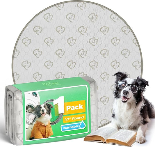 FXW Washable Pee Pads for Dogs, Puppy Pads with Super Absorbent, Specifically Designed for Whelping Box, 47" Round, Khaki, 1 Pack-PurrikoPets