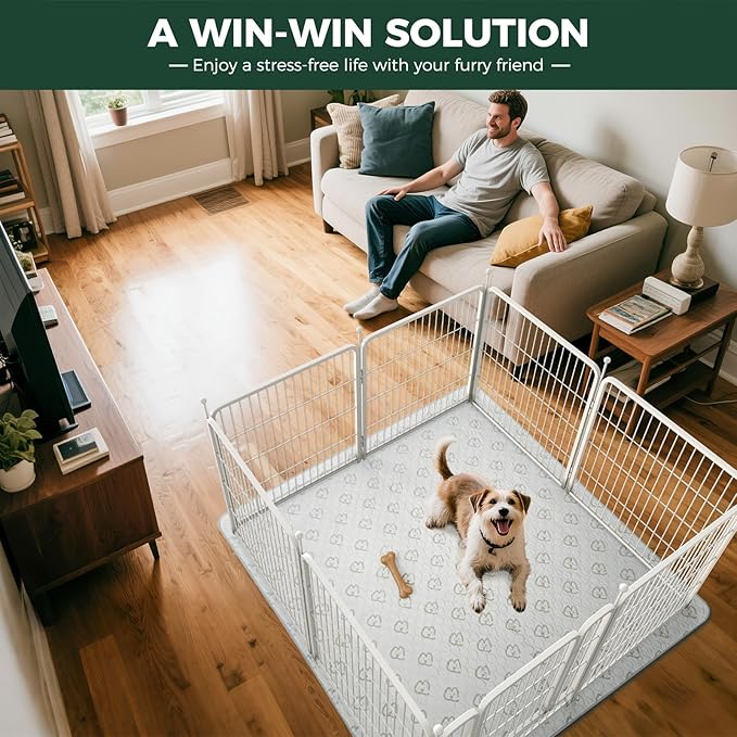 FXW Rollick Unleashed Dog Playpen for Indoor, Yard, RV Camping, 45 inch 8 Panels for Large Dogs, White│Patented-PurrikoPets