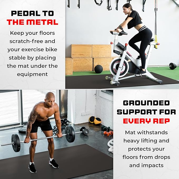 8FT x 4FT Extra Large Exercise Mat - PVC Floor Workout Mat with Carry Bag, Cleaning Cloth - Non slip Thick Workout Mats for Home Gym Flooring, Fitness Training Mat for Weights Pilates Cardio-PurrikoPets