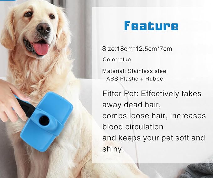 3-in 1 Dog & Cat Grooming Supplies- Self-cleaning Slicker Brush, Deshedding Rake Comb, And Finger Toothbrush For Dogs & Cats | Perfect For Pet Grooming Kit, Dematting And Dental Tool (blue)-PurrikoPets