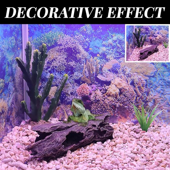 Fish Tank Decorations - Large Aquarium Decorations Air Bubbler Tree Fish House for Betta Hideout Caves Buddha Decor Temple Ruins Arched Betta Fish Accessories Reptile House Shelter Decor (Wood A-M)-PurrikoPets