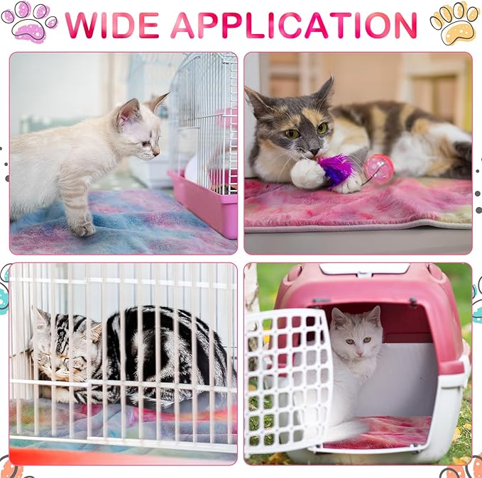 4 Pcs Waterproof Guinea Pig Blankets Washable Small Animal Fleece Bedding Absorbent Guinea Pig Cage Liners Reusable Pet Pee Pad Sleep Mat Pad Cover for Hamster Ferret (Tie Dye Pattern,24 x 16 Inch)-PurrikoPets