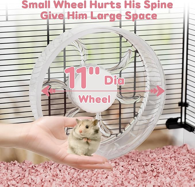 3-Tier Glass Hamster Tank, Large Hamster Cage Habitat with 11inch Big Running Wheel for Rat, Mouse, Gerbil, Syrian Hamster, 590 SQ INCHES-PurrikoPets