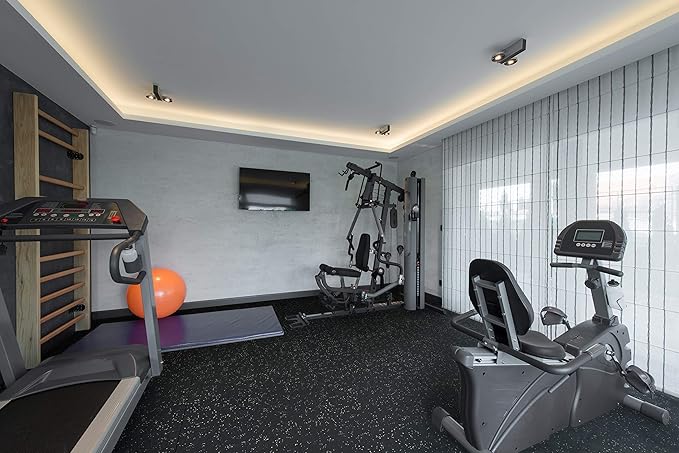 Genaflex Rubber Gym Floor Mat - 8mm Thick - Heavy Duty Commercial Protective Gym Flooring Roll (10% Red, 4' X 10')-PurrikoPets