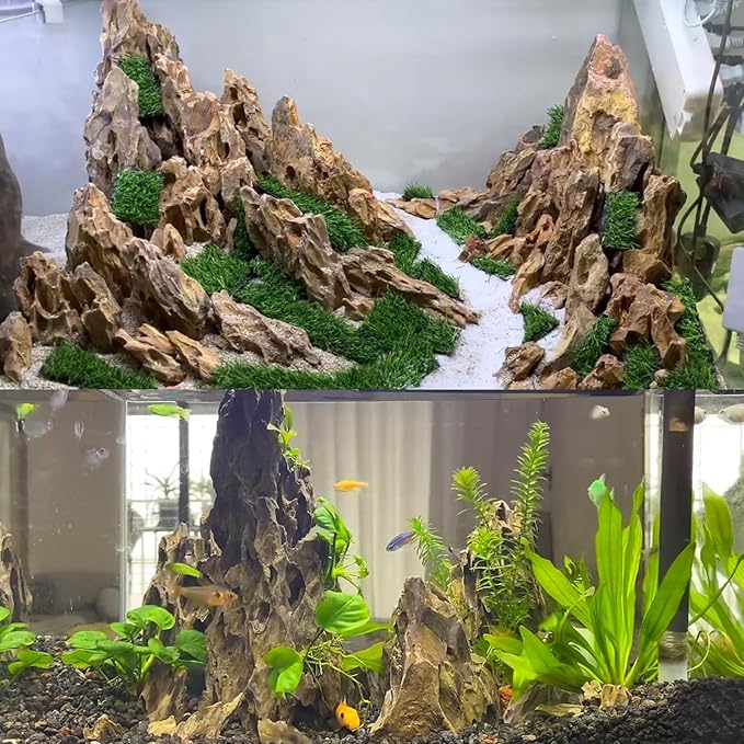 Dragon Rocks Aquarium Rock aquascaping Natural Stone Rocks Fish Tank Decor Rocks for Aquariums Landscaping Model Tank Decoration Aquarium Miniature -20Lb (2-8 inch)-PurrikoPets