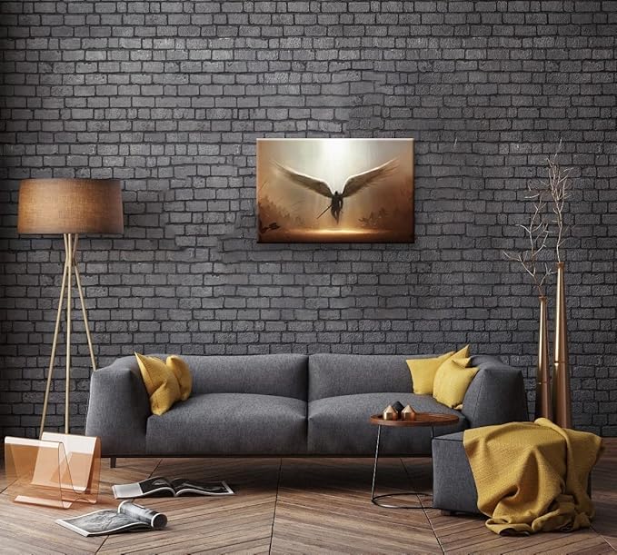 Fantasy Angel Stretched Canvas Wall Art for Living Room Bedroom Home Decoration,Abstract Anime Picture Print Painting Decor Artwork,Mysterious Wing Man Gallery Wrapped Gift,Inner Frame (20x30 Inches)-PurrikoPets