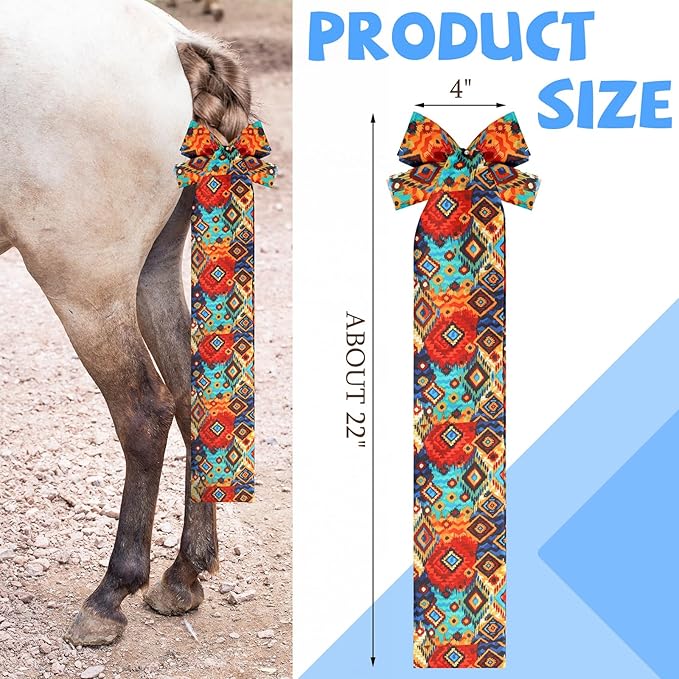 6 Pcs Horse Tail Bag Breathable Guard 22" Slip on Horse Care Tail Wrap 2 Strand Closure Straps Grooming Supplies to Keep from Dirt Breakage Rubbing 6 Designs(Aesthetic Style)-PurrikoPets