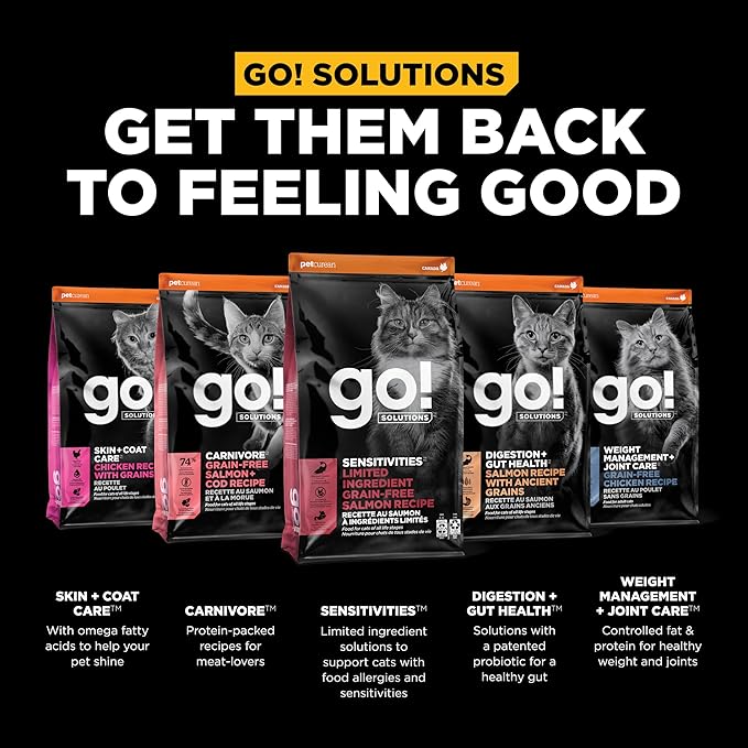 Go! Solutions Sensitivities Limited Ingredient, Grain-Free Dry Cat Food, Salmon Recipe for Sensitive Stomach, 6 lb Bag-PurrikoPets