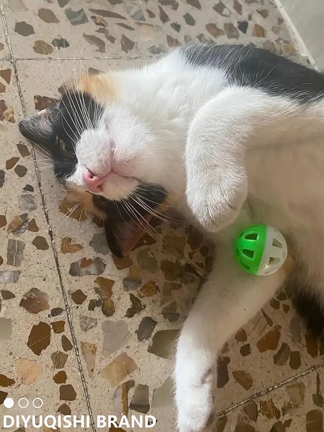 10-Pack Cat Toy Balls with Bells for Kittens and Cats of All Breeds (1.5'' - 2.2'', Cat Toys Deluxe Pack)-PurrikoPets