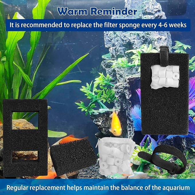 Filter Media Replacement Compatible with Fluval SPEC, EVO, Betta and Flex Desktop Aquarium, Includes 2 Carbon Filter Refills, 2 Foam Filter A1376, 2 Ceramic Rings and 2 Filter Cord-PurrikoPets