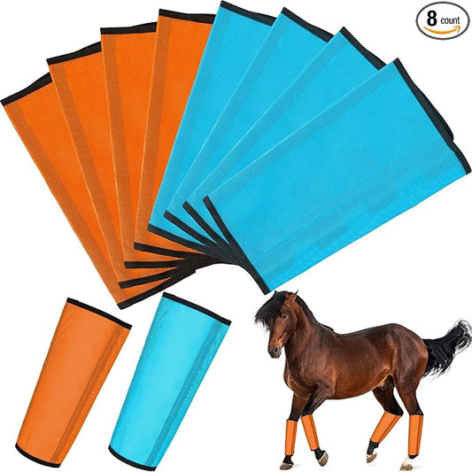 8 Pcs Mesh Fly Boots for Horse Breathable Mesh Horse Boots Protective Horse Leg Wraps Horse Leggings for Preventing Flies and Mosquitoes Bites (Light Pink, Dark Pink)-PurrikoPets
