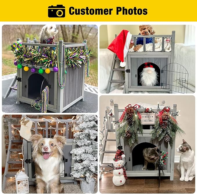 Aivituvin Dog House Feral Cat House Outdoor and Indoor,Pet Houses with Stairs,2 Storys-PurrikoPets