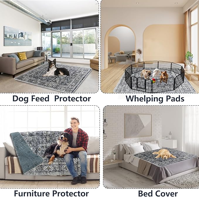 Extra Large Washable Pee Pads for Dogs (72"x72"), Upgrade Reusable Puppy Pads with Non-Slip Rug Pad, Super Thickening Absorbent Leakproof Dog Traning Pads Whelping Pad for Dogs, Doggie-PurrikoPets