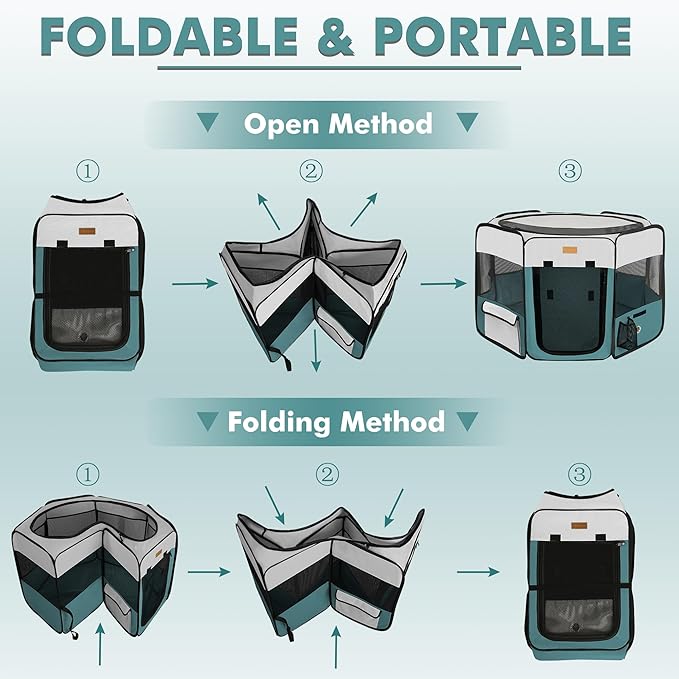 Dog Playpen, Portable Pet Play Pen for Cat, Puppies, Rabbits, Chickens, Foldable Large-Capacity Pet Tent for Indoor/Outdoor Travel Camping (Size XL Without Carry Bag)-PurrikoPets