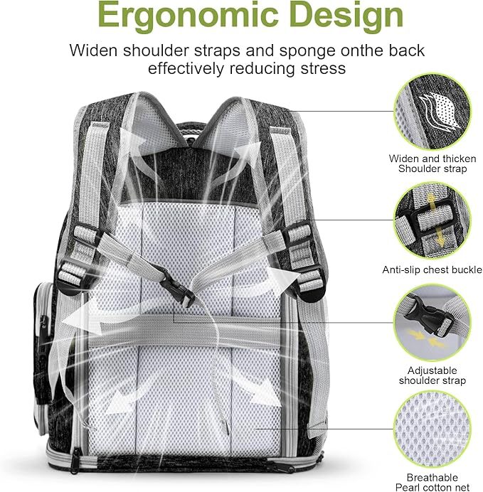 Expandable Cat Backpack,Cat Bubble Backpack Carrier for Carrying Cats, Pets and Small Dogs,Airline-Approved,Designed for Travel, Hiking, Walking,Car （Black-PurrikoPets