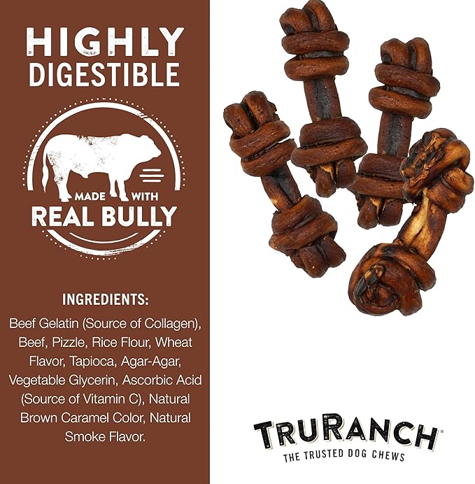 4-5" Collagen Bones, Bully - Collagen Dog Bones - Long Lasting Healthy Joint Support Dog Treat - Rawhide Alternative - Skin & Coat Health, 1 Bag, 4 Count-PurrikoPets