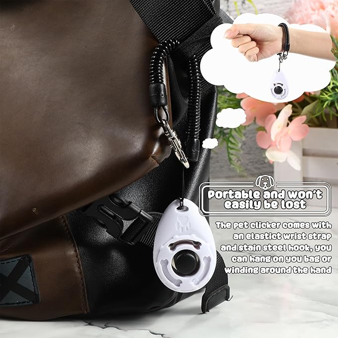 Frienda 18 Pieces Dog Training Clicker, Pet Behavioral Training Clickers with Wrist Strap for Dogs Cats Puppy Birds Horses (White)-PurrikoPets