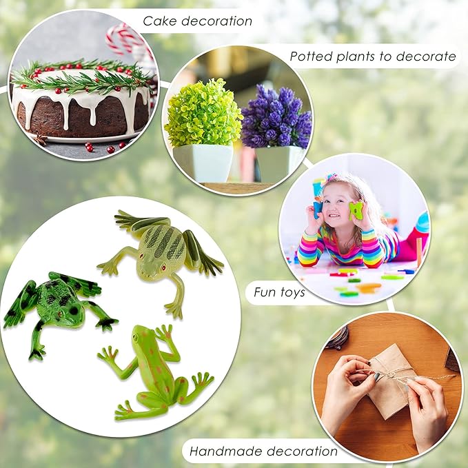 12 Pieces Plastic Frogs Toy Mini Vinyl Realistic Frog Decorations Fun Rain Forest Character Figures Lifelike Toy for Rana Crafting Party Supplies Home Decor Game-PurrikoPets