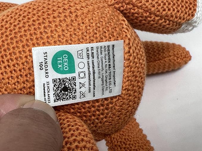 100% Organic Cotton Baby Toys Orange Fox Stuffed Animals for Newborn 7.1"-PurrikoPets