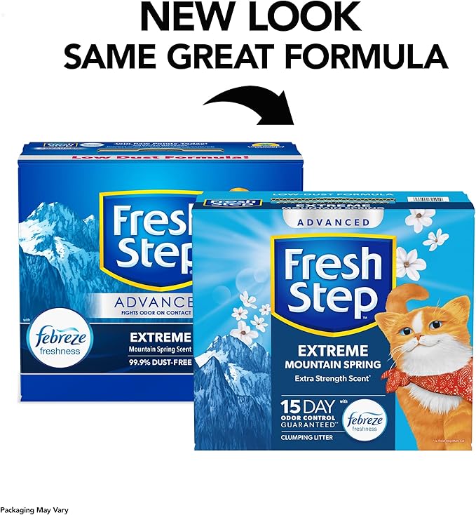 Fresh Step Advanced Extreme Clumping Litter with Febreze Freshness with Mountain Spring Scent, Fights Odor on Contact, 37 lbs. (2 x 18.5 lb. Box)-PurrikoPets