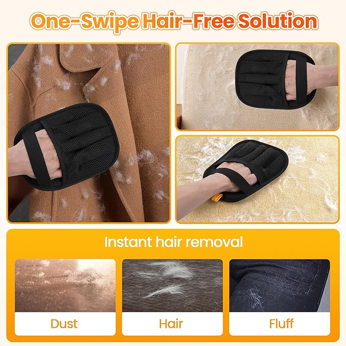 2 Pcs Pet Hair Removal Glove for Cats Dogs, 2025 Upgraded Five-Finger Electrostatic Glove for Deshedding Grooming, Reusable Washable Hair Remover for Furniture Couch Car Seat Carpet Bedding-PurrikoPets