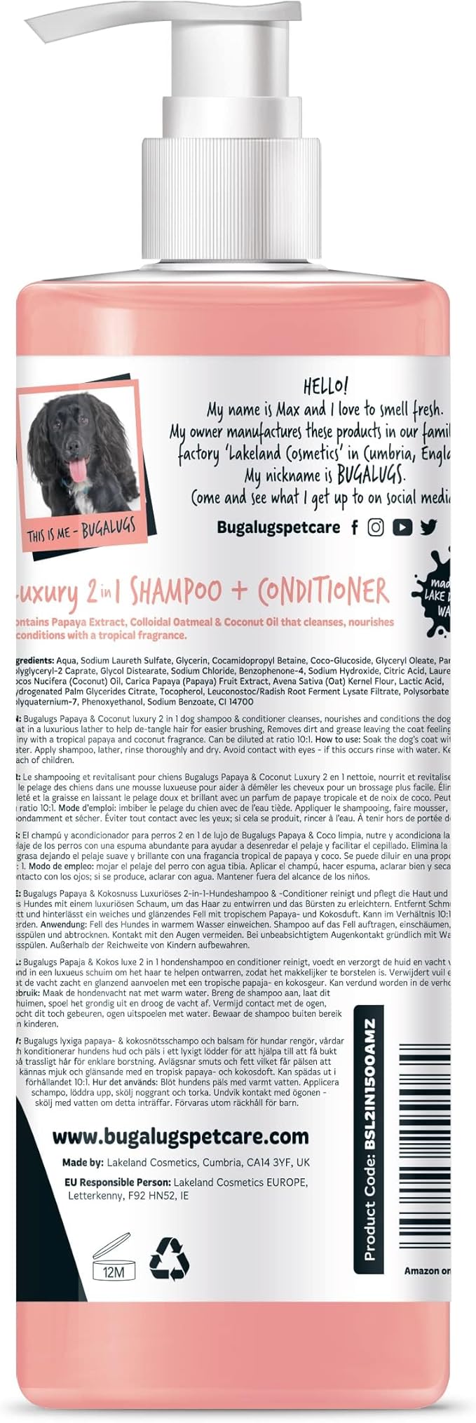 Dog Shampoo Luxury 2 in 1 Papaya & Coconut Dog Grooming Shampoo Products for Smelly Dogs with Fragrance, Best Puppy Shampoo, Professional Groom Vegan pet Shampoo & Conditioner-PurrikoPets