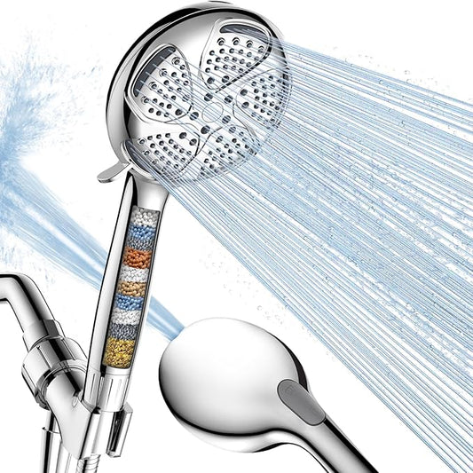 FEELSO Filtered Shower Head with Handheld, High Pressure 7 Spray Showerhead with Filters for Hard Water - Remove Chlorine, Reduce Dry Itchy Skin, Anti-clog Nozzles, Power Wash to Clean Tub, Tile & Pet-PurrikoPets